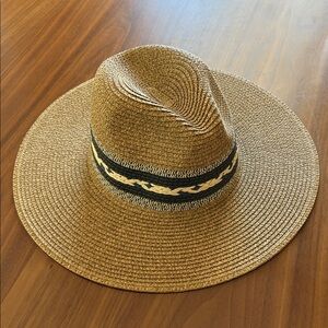 Tan and navy Straw Hat